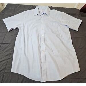 Brooks Brothers Classic 16.5 Light Blue Short Sleeve Non Iron Supima Cotton Tag1